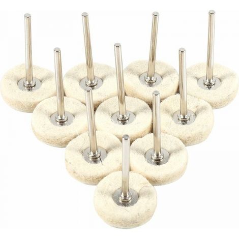10 pezzi di tampone lucidante per trapano, disco abrasivo in feltro di lana da 25 mm per smerigliatrice, per lavorazione di acciaio inossidabile, per auto e legno. (1/4)
