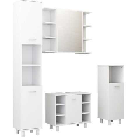 vidaXL Juego de muebles de baño 4 pzas madera de ingeniería blanco (1/2)