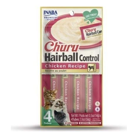 INABA CAT CHURU HAIRBALL Délice au poulet 4x14g (56g) (1/2)