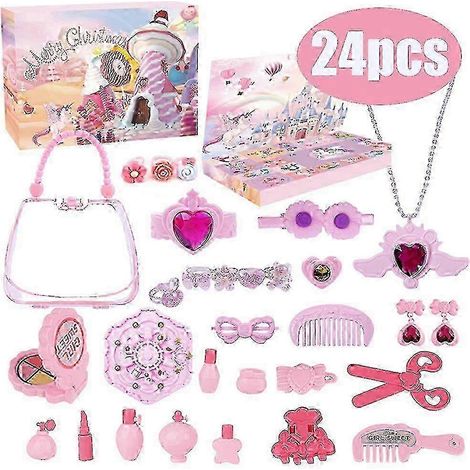 Calendrier de l'Avent de Noël pour enfants, coffret cadeau surprise 24 jours, maquillage, accessoires et bijoux.