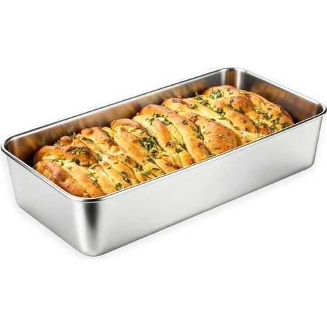 Moule à pain, rectangulaire, en acier inoxydable, pour gâteaux, pain et toasts, sain et non toxique, facile à nettoyer et passe au lave-vaisselle, 33 x 15 x 6,5 cm (1/5)