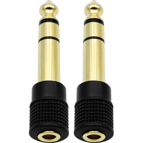Adaptateur audio mâle 6,35 mm (1/4 pouce) vers femelle 3,5 mm (1/8 pouce) pour casque stéréo, plaqué or, lot de 2 (1/5)