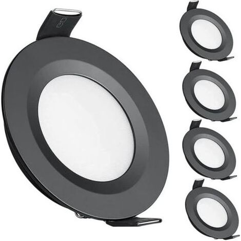 4 x Spot LED Encastrable 12V Trou 58-65mm 3W 3200K Plafonnier Encastré pour Camping-car Bateau Caravane Van Yacht, Blanc chaud (Noir)