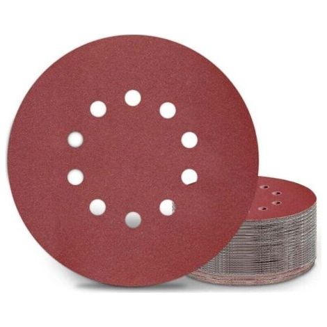 Disques de ponçage 225 mm, 25 tampons de ponçage ronds P180 grain 10 trous, pour ponceuses à long cou, meuleuses pour cloisons sèches et meulage des girafes (1/4)