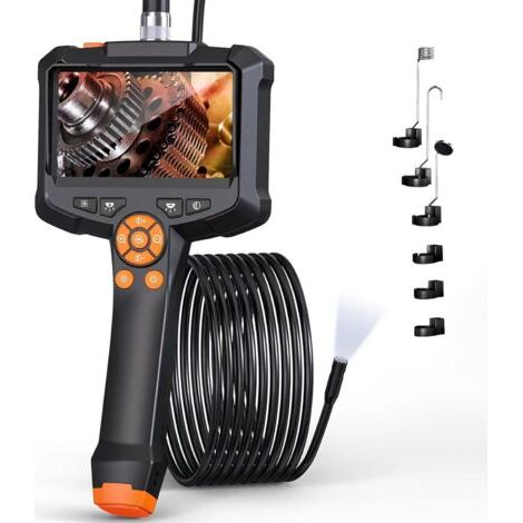 Endoskopkamera mit Licht, 8-mm-Endoskop (wasserdicht, IP67), Inspektionskamera mit 4,3-Zoll-IPS-Bildschirm, 1080p-HD-Röhrenkamera mit 8 einstellbaren LEDs, 5 m langes, halbstarres Kabel (1/5)