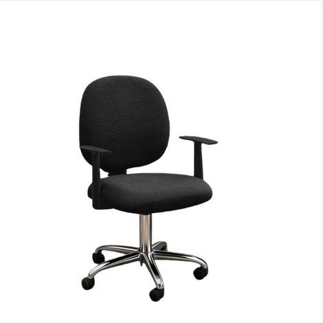 Housse de Chaise de Bureau en Polaire Élastique Couleur Unie - Ajustement Universel, Anti-Poussière et Amovible (1/3)