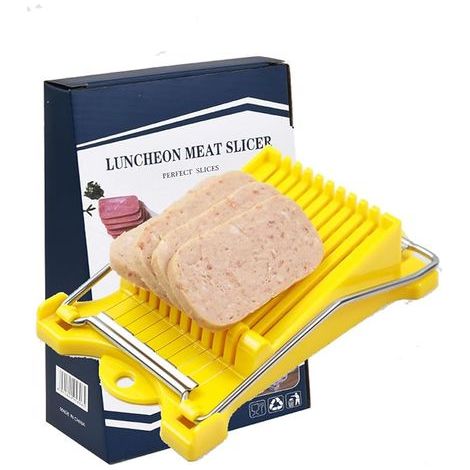 Trancheuse à viande en conserve, coupe 11 tranches, trancheuse à œufs en fil d'acier inoxydable pour fruits, oignons, aliments mous et jambon, trancheuse à viande en conserve (1/5)