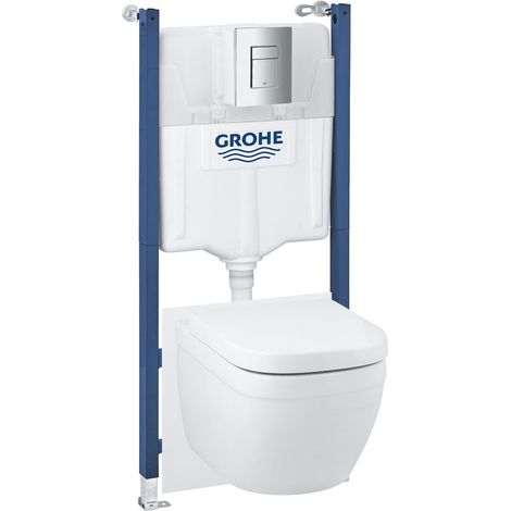 Grohe Solido 6-in-1 Set mit Euro Keramik für WC 1,13m Bauhöhe mit Fresh, QuickFix, Chrom/Alpinweiß, 39889000 (1/5)