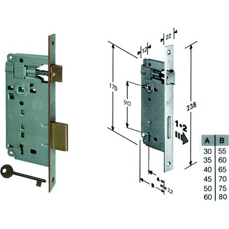 Serratura A Bussola Da Infilare Bordo Quadro Bronzato - mm.45 bordo acciaio bronzato (B.00592.45.02)