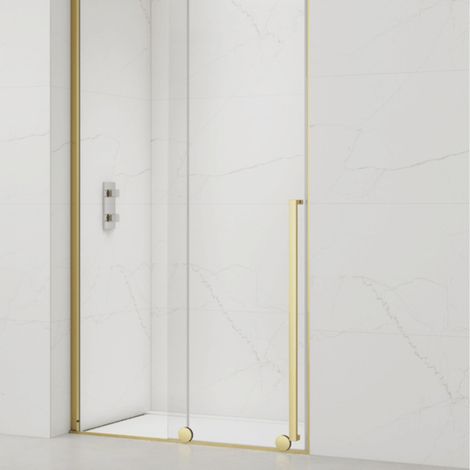 Swiss Aqua Technologies X-MOTION Duschtür 110x200cm Schwebend, Antikalk mit Profil Hochglanz Gold (SATBWIXM110NIKAZ)