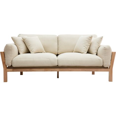 Sofá 3 plazas blanco crema patas madera KYO (1/4)