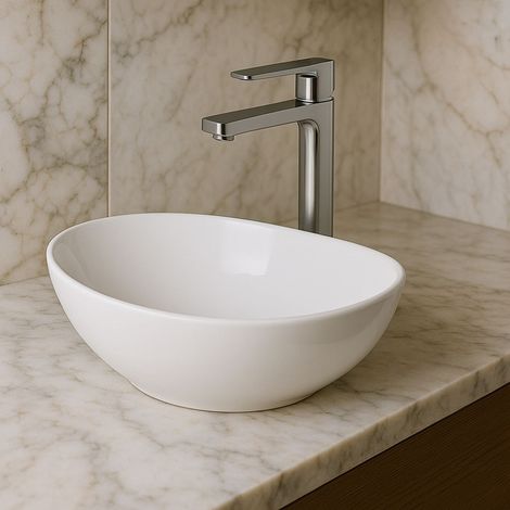 RAK Shell Sit-On Countertop Basin 395mm Wide - 0 Tap Hole (1/5)