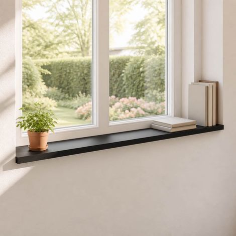 vidaXL Appuis de fenêtre 2 pc Noir 110 x 25 x 2 cm (1/5)
