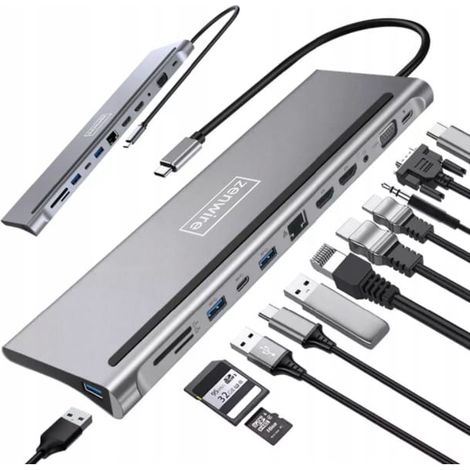 Station d'accueil HUB 12 en 1 USB C 2xHDMI BYL-2211