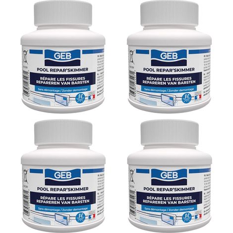GEB – Lot de 4 colmateurs de fissure pour skimmers – 125ml avec pinceau – Résistant à l’eau de piscine au chlore et au sel – Application facile - POT 125 ML (1/5)