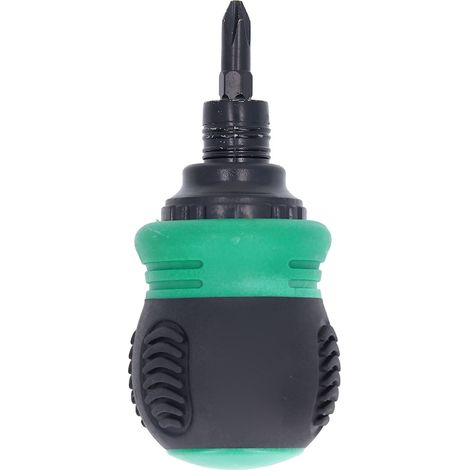 Tournevis à cliquet miniature magnétique cruciforme à fente 2 en 1, visserie en acier au chrome-vanadium vert (1/5)