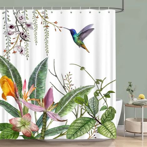 Filiyano-Rideau de douche vert sauge, motif botanique, feuilles d'eucalyptus, aquarelle, feuilles vertes, rideau de salle de bain fleuri, décoration