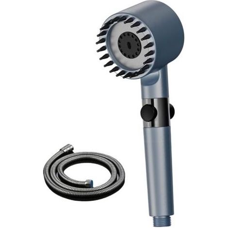 Pommeau Douche Economie Deau 4 Types de Jets Pommeau de Douche Anti Calcaire avec Tuyau Douche 1.5M (Dark blue) (1/5)