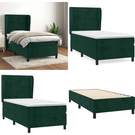 Boxspringbett mit Matratze Dunkelgrün 100x200 cm Samt - Samtbett - Boxspringbett - Doppelbett - Bettenrahmen - Luxusbett - Home & Living (1/5)