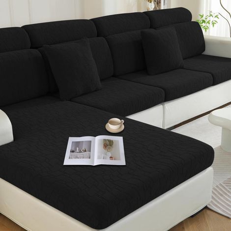Sitzkissenbezug Stretch für Sofa, rutschfest, waschbar, Schwarz, Großer 1 Sitzer