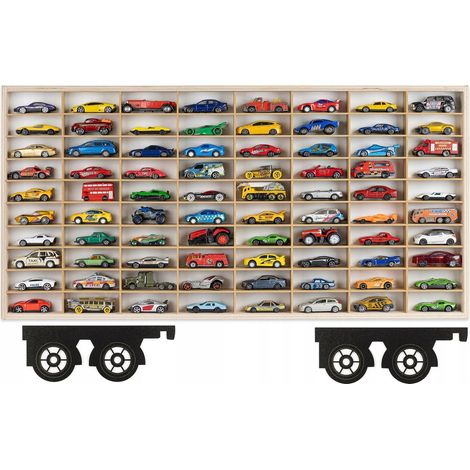 Étagère en bois pour voitures à ressorts, 80 places, Hot Wheels, organisateur, remorque (1/4)