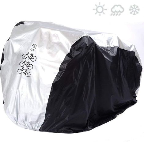 Housse de Vélo Extérieure pour 3 Vélos, Bâche Protection de Bicyclette en Tissu Polyester Imperméable Anti-Poussière Pluie Soleil Neige pour Vélo de Route VTT, 200x105x110cm (1/5)