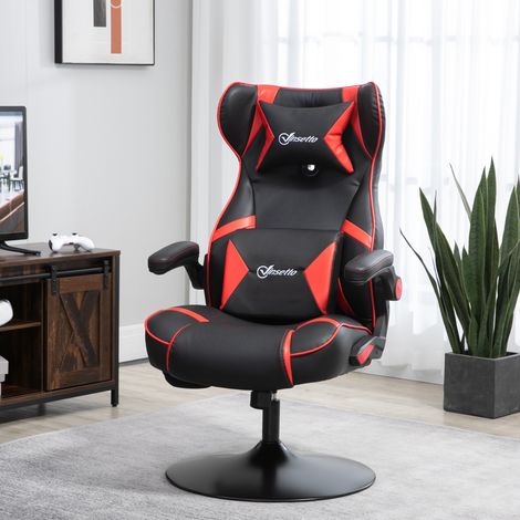 Chaise gaming ergonomique rouge réglable avec haut-parleurs Bluetooth, appui-tête et lombaire (1/5)