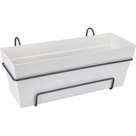 elho® Loft Urban Balkonkasten all-in-1 Weiß 50 cm mit Halter