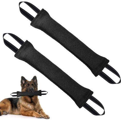 Jouet à Tirer pour Chien - Lot de 2 - Toile Résistante - Jeu Interactif et Entraînement - Races Moyennes et Grandes - 30 cm Noir (1/5)