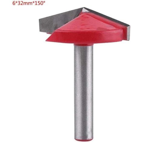 UlisemFraise à rainurer, Fraise en carbure de tungstène en V pour la gravure CNC, Outil à bois pour fraise en bout avec queue de 6mm (tige de 6mm, 32mm de large, 150 degrés)