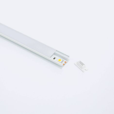 Profilo in Alluminio Calpestabile per Pavimento per Strisce LED fino a 10 mm Bianco traslucido Bianco 2 m (1/3)