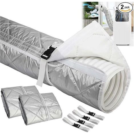 Lot de 2 housses matelassées pour tuyau de climatisation extérieure, protection contre le gel, la pluie, la poussière et les UV, (1/5)