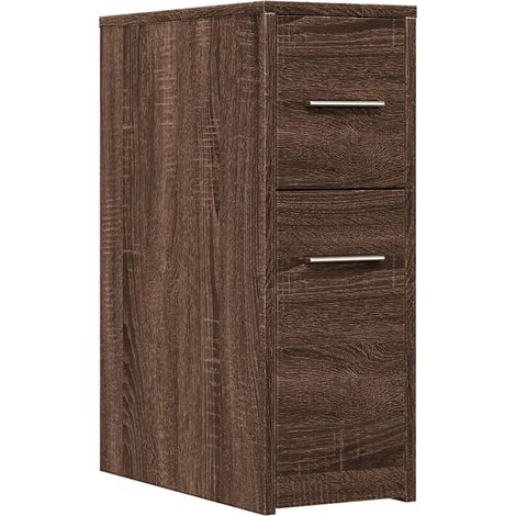 Mobiletto da bagno stretto con rotelle 22 x 44 x 61,5 cm pratico e moderno contenitore decorativo in legno composito di rovere marrone 020050652