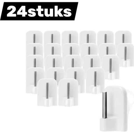 Lot de 24 crochets adhésifs blancs avec adhésif 3M pour rideaux voilages et tringles à rideaux mini supports de fixation pour murs sans perçage (1/5)