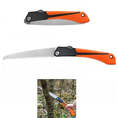 Scie à Elaguer, Scie Pliante à Main, Scie bois, Scie Pliante pour Emondage, Jardinage, Couper Bois, Tuyaux, PVC, Métal Non-ferreux, Usage de Camping (1/5)
