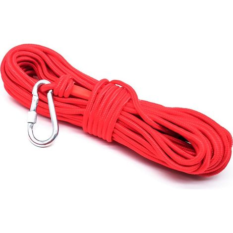 Corde dynamique d’escalade 20 m orange avec mousqueton, haute résistance 500 kg pour alpinisme et sécurité