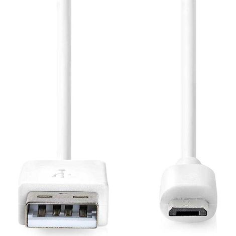 Cable usb usb 20 usb a macho usb micro b macho 480mbps niquelado 200 metros redondo pvc blanco caja