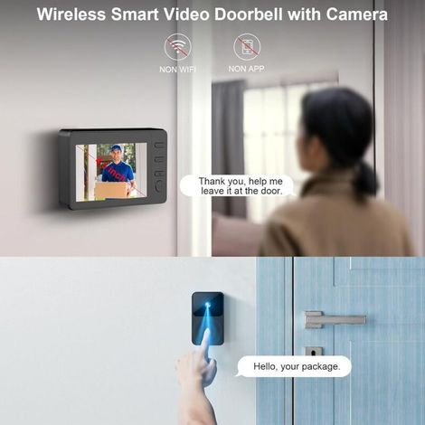 Cette sonnette vidéo sans fil est équipée d'une caméra 1080p, d'un écran IPS de 4,3 pouces, d'une vision nocturne infrarouge, d'une caméra de sécurité et d'un interphone vidéo.