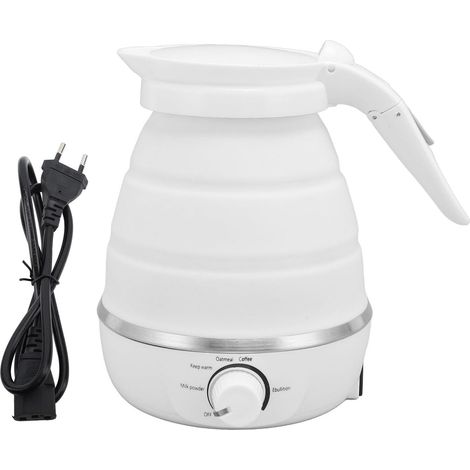 Bouilloire électrique Pliable de Voyage de 600ml, Petite Bouilloire Pliable en Silicone de qualité Alimentaire, Eau Bouillante (WHITE) (1/5)
