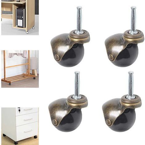Lot de 4 roulettes pivotantes 50mm – Charge max 25kg – En polyuréthane et métal – Pour petits meubles et chariots à micro-ondes (1/5)