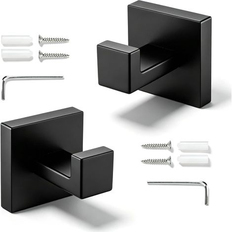 2-teiliges Handtuchhaken-Set aus Edelstahl, robuste Badezimmerhaken, modernes und schlichtes Design mit Montagezubehör, ideal für Balkon, Badezimmer und Wohnzimmer (1/5)