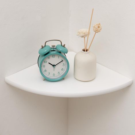 Étagère d'angle Blanche en Bois de chêne Naturel Flottante pour Chambre à Coucher, Cuisine, Salon - 22,9 cm (1/5)
