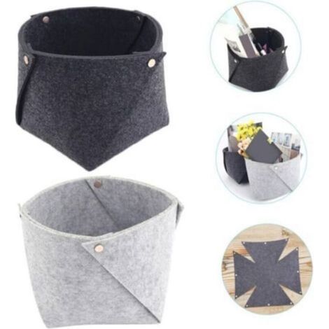 2pièces Boîtes De Rangement Pliables Feutre Lot Pour Carnets Ou Petits Objets Paniers Décoratifs Pour Chevet Ou Bureau (1/4)