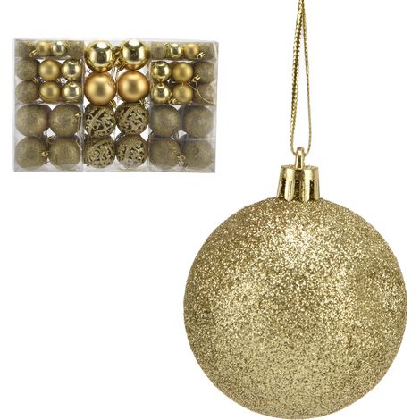 100 boules de Noël dorées, décorations suspendues pour sapin de Noël et ornements de fête (1/5)