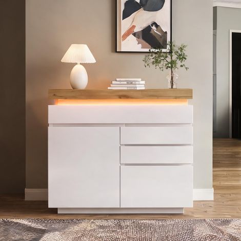Commode coloris blanc en panneau de particules 110 x 39 x 115 cm (1/5)