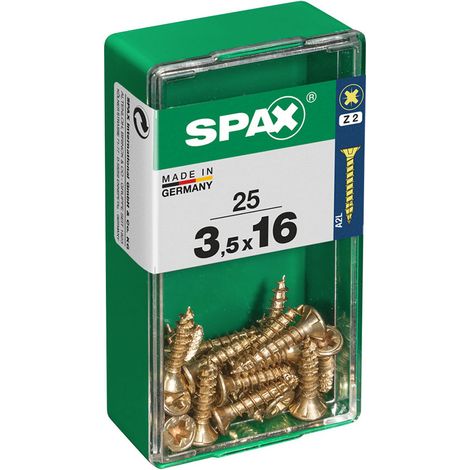 Boîte 25 Unités. Vis A Bois Spax Cab. Plat Yellox 3.5x16mm Spax (1/2)
