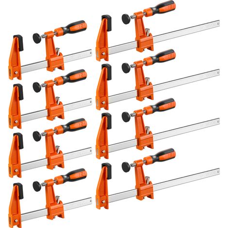 VEVOR Schraubzwingen, 8er-Pack, 15,24 cm & 30,48 cm F-Zwingen, 272 kg Klemmzwinge, mit Kunststoffauflage & Selbstverriegelung, Temperguss & Kohlenstoffstahl, für die Holz- & Metallbearbeitung (1/5)