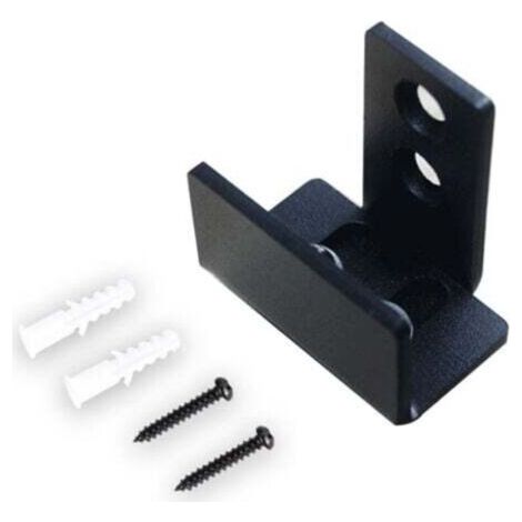 Guide de sol pour porte coulissante - Modèle réglable universel - Acier carbone noir anti-corrosion - Compatible épaisseur 2,5 à 3,5 cm (1/4)