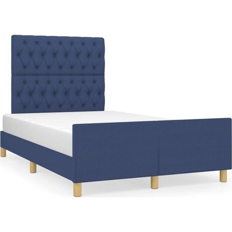Lit adulte pour 2 personnes avec tête de lit, Structure de lit, Assemblage Facile, Bleu 120x200 cm Tissu OIB1414E (1/5)