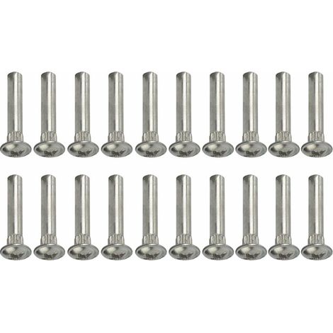 20x Douille filetée M4 avec tête ronde large PZ fendue acier nickelé fixation poignée bouton meuble, longueur 27mm (1/2)